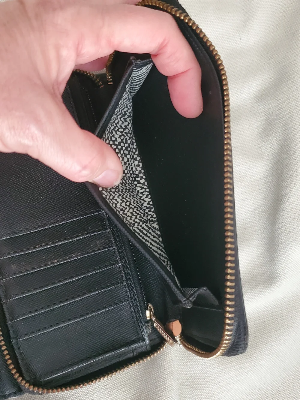 Rebecca Minkoff Black Saffiano Wristlet Clutch with Gold Plaque